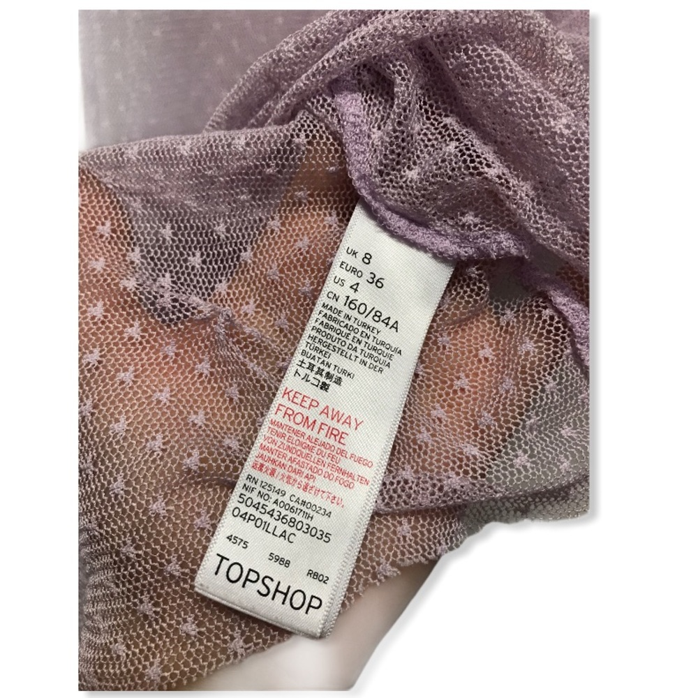 TopShop | Lilac Mesh Polka Dot Chic T-Shirt Blouse - Picture 12 of 13
